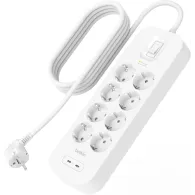 Listwa antyprzepięciowa Belki Surge Protector 900J SRB004VF2M-V2 - 8 gniazd Schuko, 2x USB-C 30W, 2 m, Biała