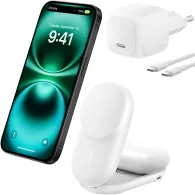Ładowarka indukcyjna Belkin UltraCharge 2-in-1 Foldable Magnetic Charger with Qi2 25W WIZ039KQWH - Zasilacz 45W, Biała