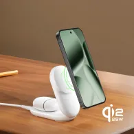 Ładowarka indukcyjna Belkin UltraCharge 2-in-1 Foldable Magnetic Charger with Qi2 25W WIZ039KQWH - Zasilacz 45W, Biała
