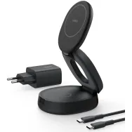 Ładowarka indukcyjna Belkin BoostCharge 2-in-1 Qi2 15W WIZ035KQBK - Zasilacz 30W, Czarna