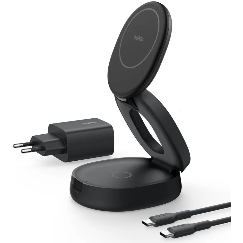 Ładowarka indukcyjna Belkin BoostCharge 2-in-1 Qi2 15W WIZ035KQBK - Zasilacz 30W, Czarna