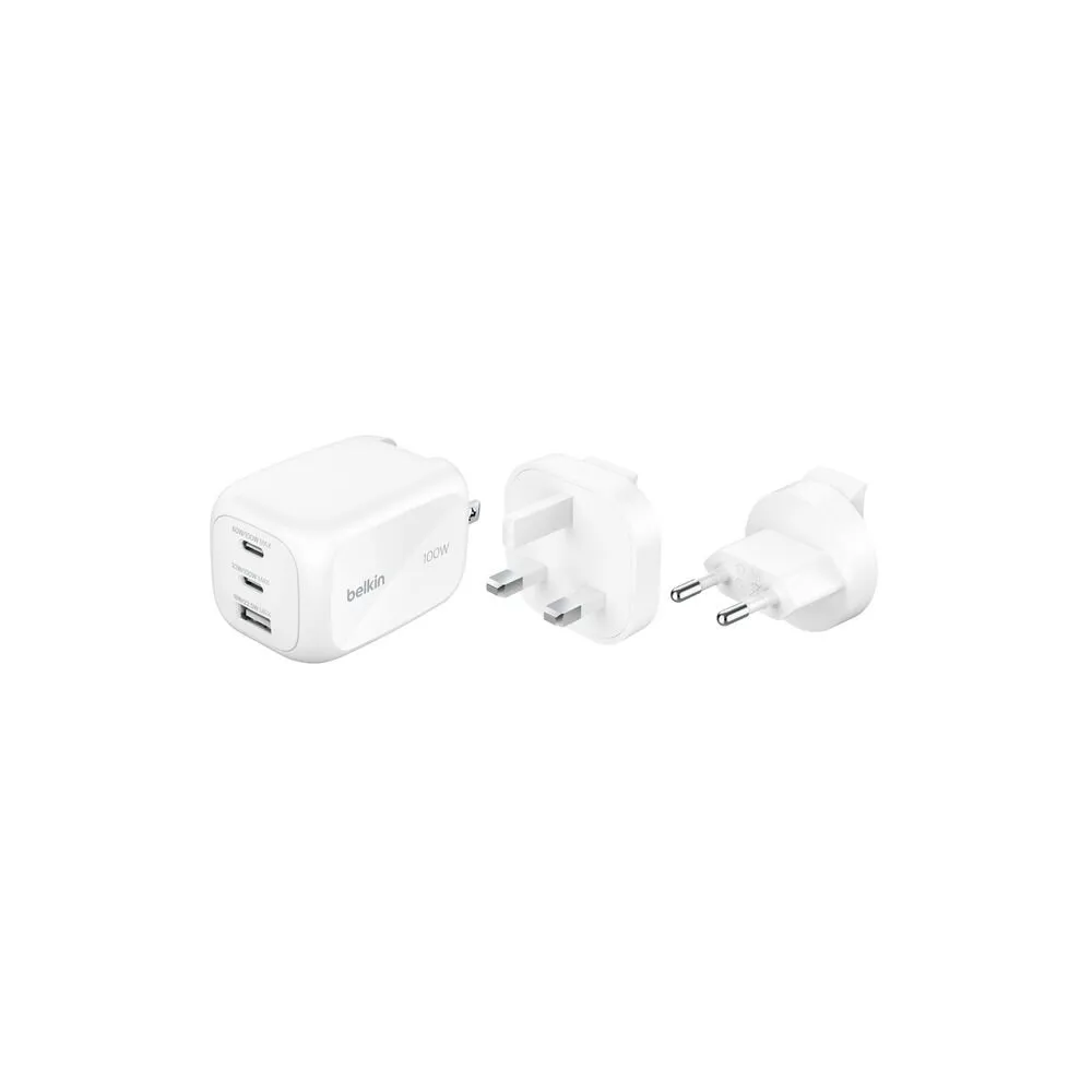 Ładowarka sieciowa Belkin BoostCharge Pro USB-C 100W Travel Adapter Kit WCH016HQWH - 2x USB-C, 1x USB-A, Biała