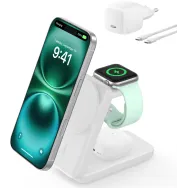 Ładowarka indukcyjna Belkin BoostCharge 3-in-1 Qi2 25W WIZ036KQWH - Zasilacz 45W, Biała