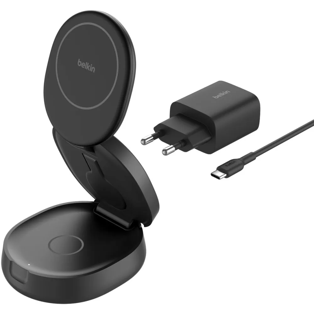 Ładowarka indukcyjna Belkin BoostCharge 3-in-1 Convertible Magnetic Charging Stand 15W WIZ034KQBK - Zasilacz 36W, Czarna