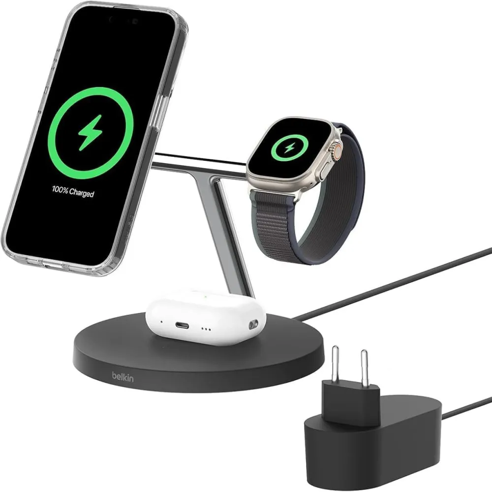 Ładowarka indukcyjna Belkin BoostCharge Pro 3-in-1 Wireless Charging Station WIZ032KQBK - Czarna