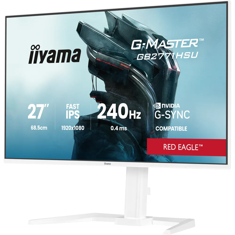 Monitor iiyama G-MASTER GB2771HSU-W1 - 27"/1920x1080 (Full HD)/240Hz/Fast IPS/HDR/pivot/USB-C/Biały