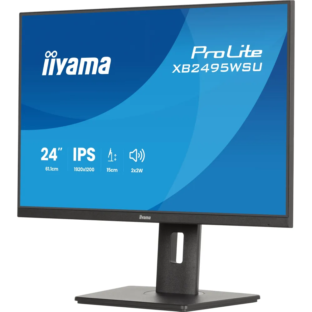 Monitor iiyama ProLite XB2495WSU-B1 - 24"/1920x1200 (WUXGA)/100Hz/16:10/IPS/4 ms/pivot/USB-C/Czarny - zdjęcie