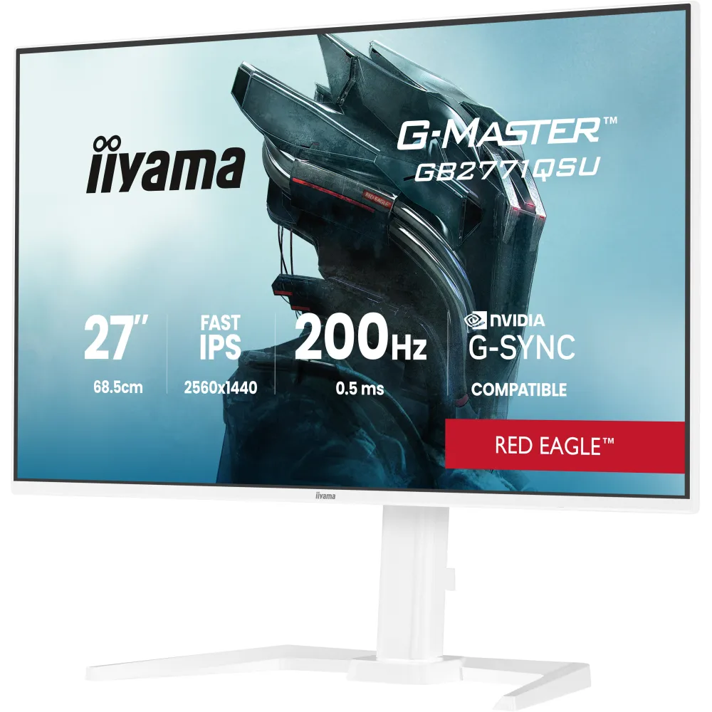 Monitor iiyama G-MASTER GB2771QSU-W1 - 27"/2560x1440 (QHD)/200Hz/Fast IPS/2 ms/pivot/Biały - zdjęcie