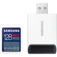 Karta SD Samsung PRO Ultimate SDXC 128GB MB-SY128SB/WW z czytnikiem - UHS-I U3, Zapis do 130MB/s, Odczyt do 200MB/s