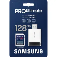 Karta SD Samsung PRO Ultimate SDXC 128GB MB-SY128SB/WW z czytnikiem - UHS-I U3, Zapis do 130MB/s, Odczyt do 200MB/s