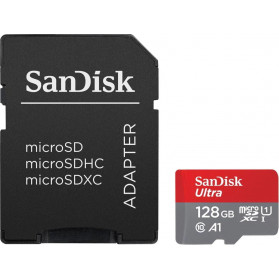 Karta pamięci SanDisk Ultra microSDXC 128GBA1 UHS-I + Adapter SDSQUAB-128G-GN6MA - 140 MB|s/Czerwona/Szara