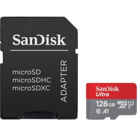 Karta pamięci SanDisk Ultra microSDXC 128GBA1 UHS-I + Adapter SDSQUAB-128G-GN6MA - 140 MB|s/Czerwona/Szara