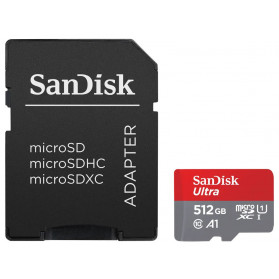 Karta pamięci SanDisk Ultra microSDXC 512GB UHS-I + Adapter SDSQUAC-512G-GN6MA - 150 MB|s/Czerwona/Szara