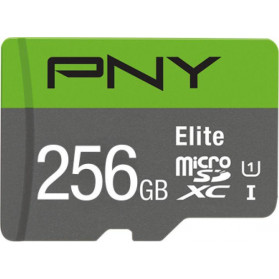 Karta pamięci PNY microSDXC Elite 256 GB + Adapter P-SDU256V11100EL-GE - Class 10/UHS-I/Zielona/Szara