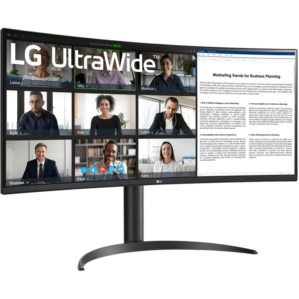 Zdjęcie produktu Monitor LG UltraWide 34WR55QK-B - 34"/3440x1440 (UWQHD)/100Hz/21:9/zakrzywiony/VA/HDR/5 ms/Czarne