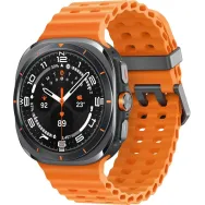 Smartwatch Samsung Galaxy Watch Ultra (2025) SM-L705FZB2EUE - 47 mm, LTE, Szary tytan, Marine Band pomarańczowy, S|M|L