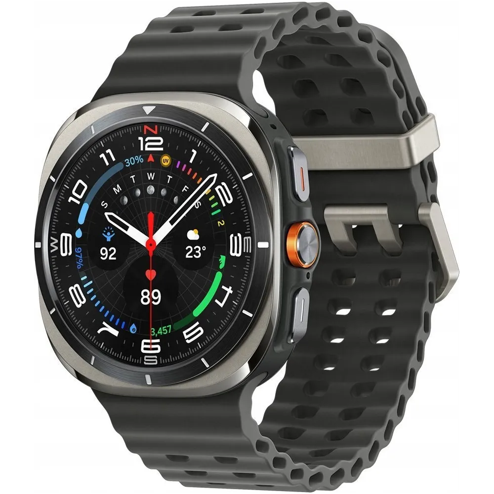 Smartwatch Samsung Galaxy Watch Ultra (2025) SM-L705FZS2EUE - 47 mm, LTE, Srebrny tytan, Marine Band ciemnoszary, S/M/L