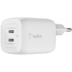 Ładowarka sieciowa Belkin 65W PD PPS Dual USB-C GaN Charger Universal WCH013VFWH - 2 x USB-C, Biała