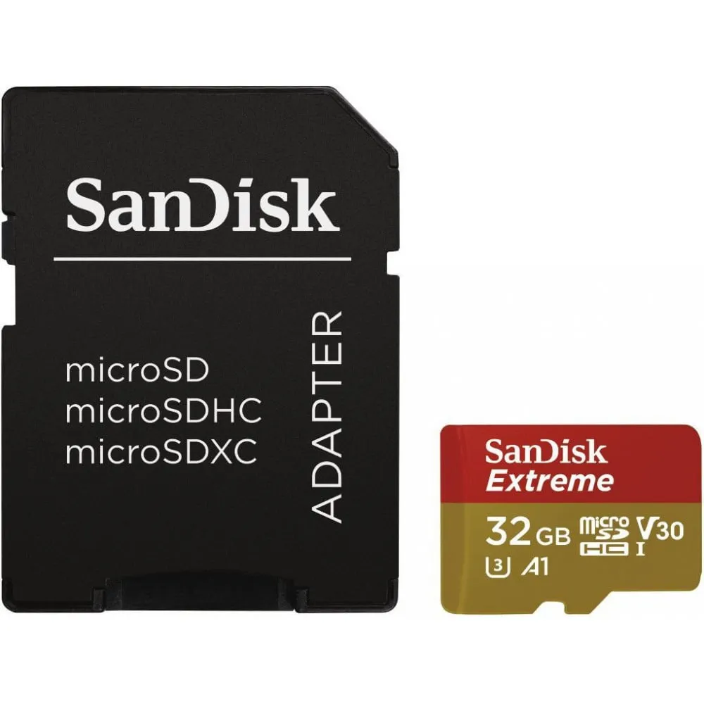 Karta pamięci SanDisk Extreme MicroSDHC 32 GB + adapter SDSQXAF-032G-GN6MA - Kolor złoty, Czerwona | Sklep ITnes.pl - IT for BUS