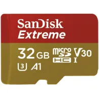 Karta pamięci SanDisk Extreme MicroSDHC 32 GB + adapter SDSQXAF-032G-GN6MA - Kolor złoty, Czerwona | Sklep ITnes.pl - IT for BUS
