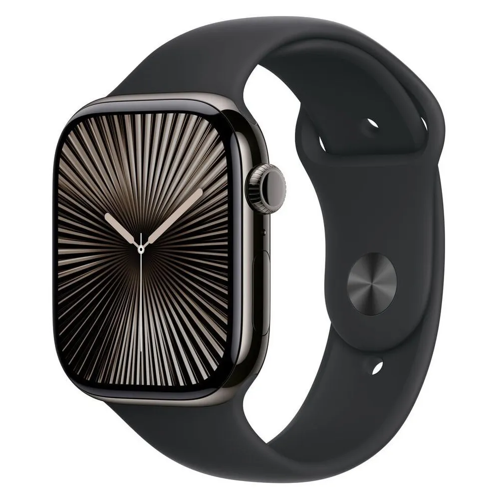Smartwatch Apple Watch 10 MWXH3ET/A - 42 mm, GPS + Cellular, tytan w kolorze łupkowym z paskiem sportowym czarnym, M|L