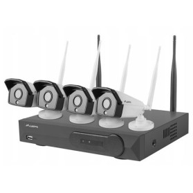 Zestaw do monitoringu Lanberg ICS-0404-0020 - Rejestrator NVR, 4 kanałowy WiFi, 4 kamery IP WiFi 2Mpx, Czarny