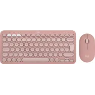 Zestaw bezprzewodowy klawiatury i myszy Logitech Pebble 2 Combo 920-012241 - Różowy