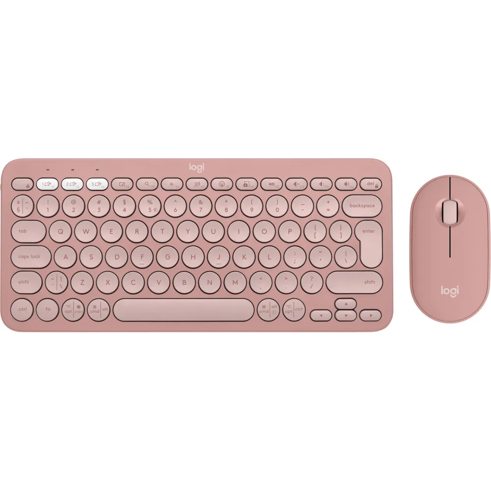 Zestaw bezprzewodowy klawiatury i myszy Logitech Pebble 2 Combo 920-012241 - Różowy