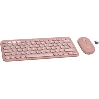Zestaw bezprzewodowy klawiatury i myszy Logitech Pebble 2 Combo 920-012241 - Różowy