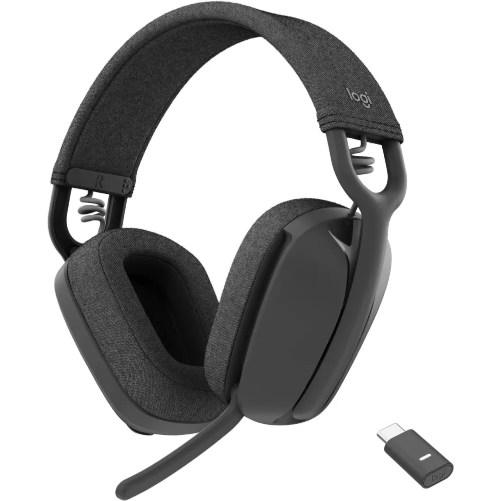 Słuchawki bezprzewodowe Logitech Zone Vibe Wireless 981-001199 - UC, z odbiornikiem, Grafitowe