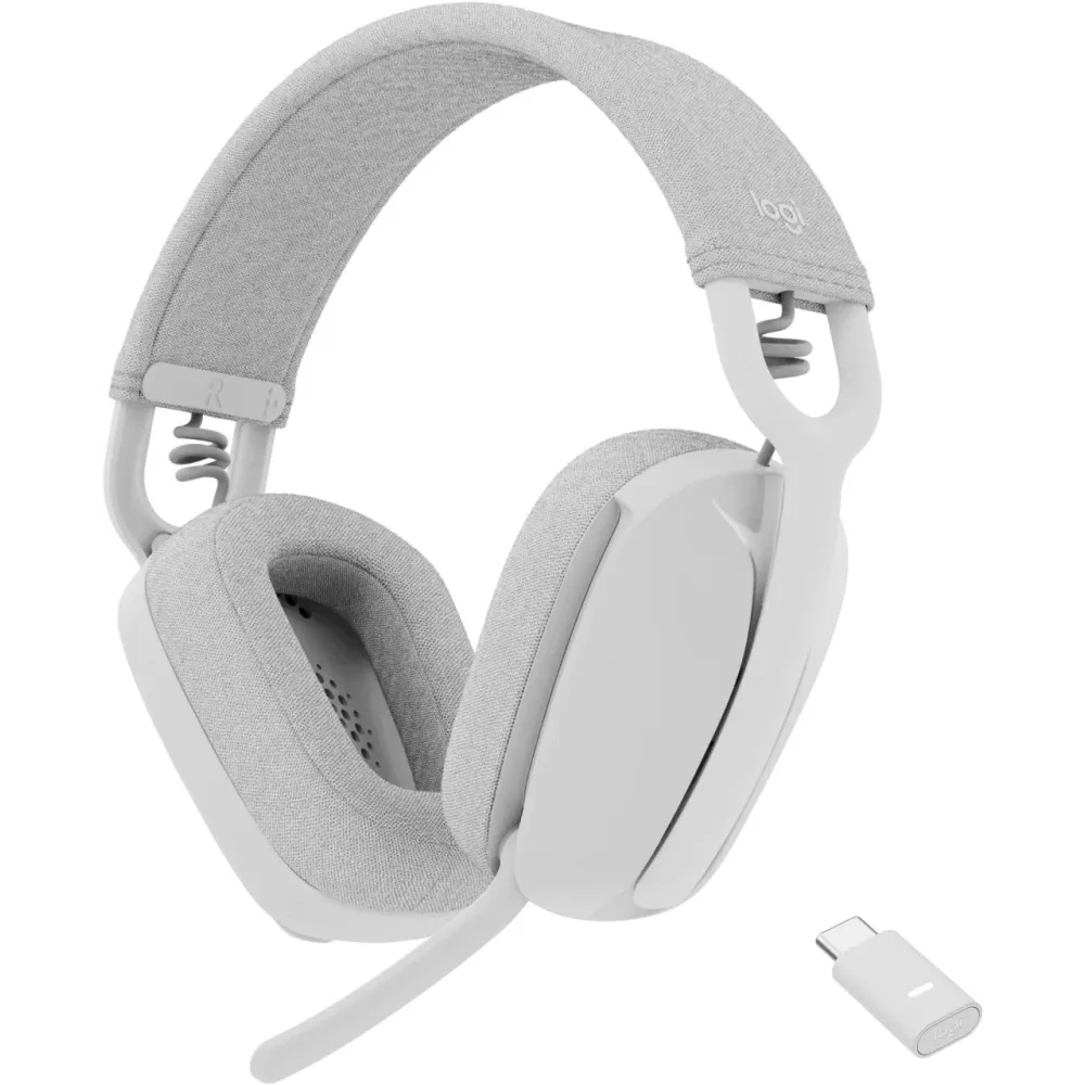Słuchawki bezprzewodowe Logitech Zone Vibe Wireless 981-001171 - Teams, z odbiornikiem, Białe