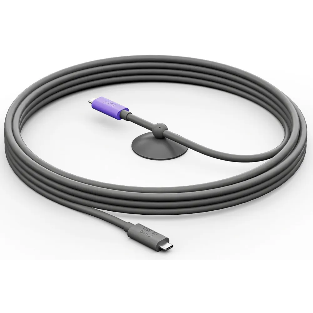 Kabel USB-C Logitech 952-000195 - USB-C 3.2 Gen 2, 5 m, Grafitowy, Fioletowy