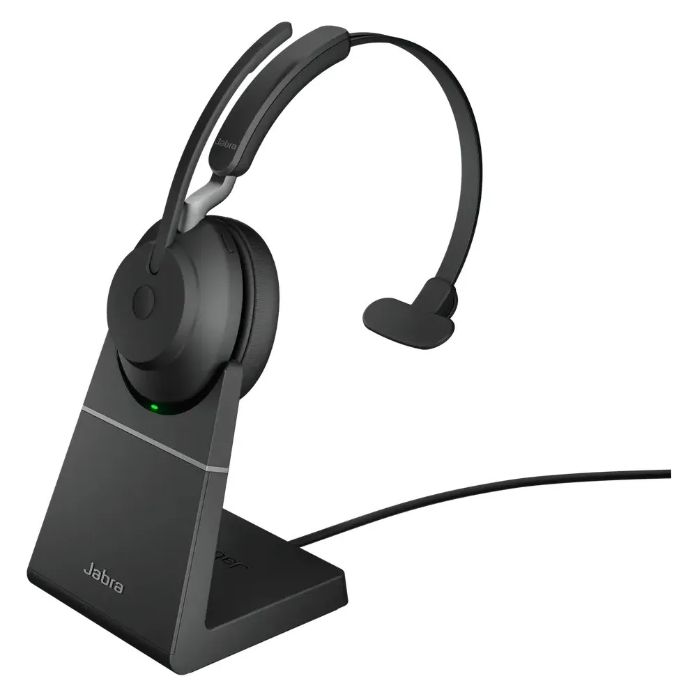 Słuchawki bezprzewodowe nauszne Jabra Evolve 2 65 26599-889-989 - Link390a, UC, Mono, Stojak, Czarne