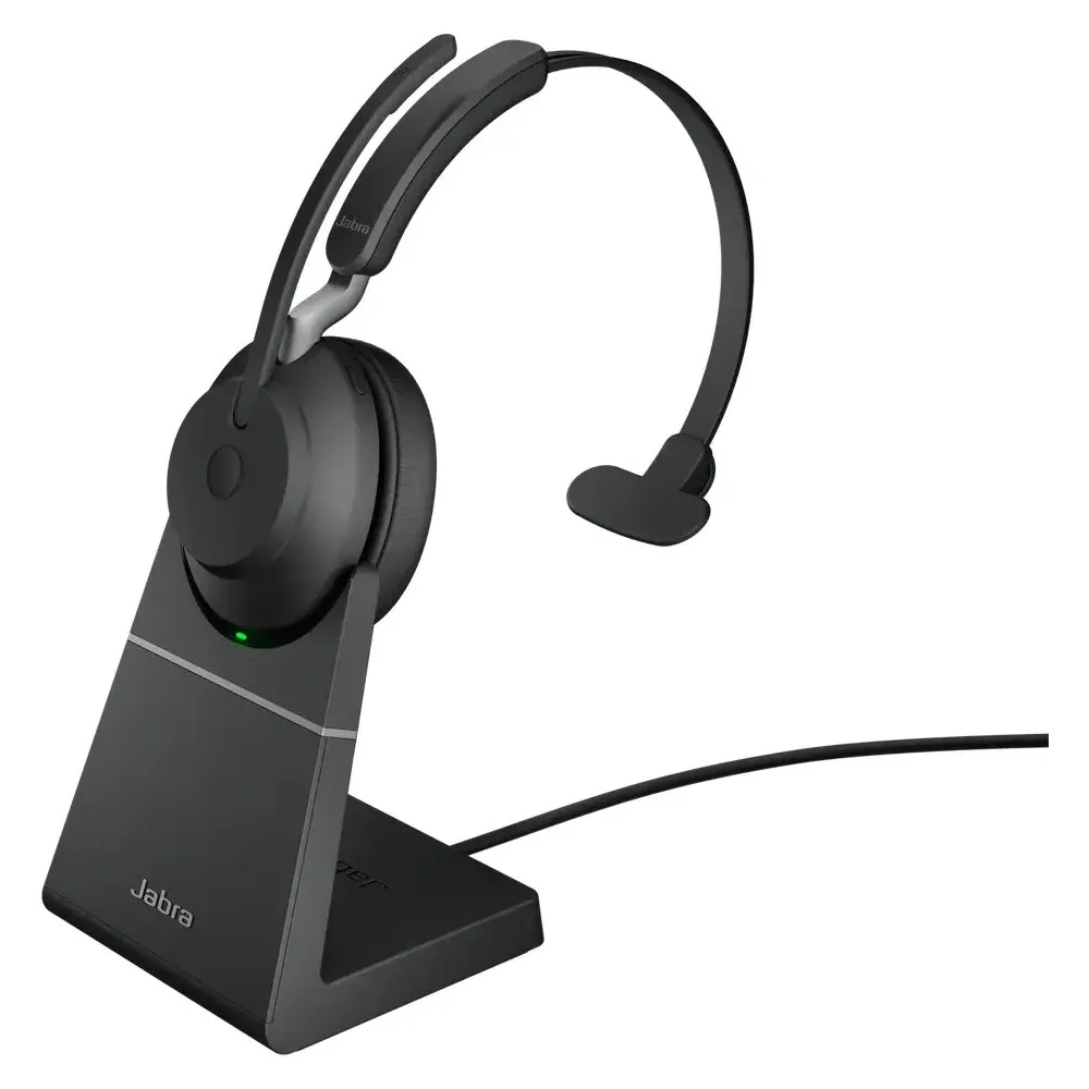 Słuchawki bezprzewodowe nauszne Jabra Evolve 2 65 26599-889-889 - Link390c, UC, Mono, Stojak, Czarne