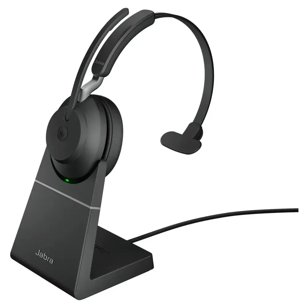 Słuchawki bezprzewodowe nauszne Jabra Evolve2 65 26599-899-889 - Link 390c, Teams, Mono, Stojak, Czarne