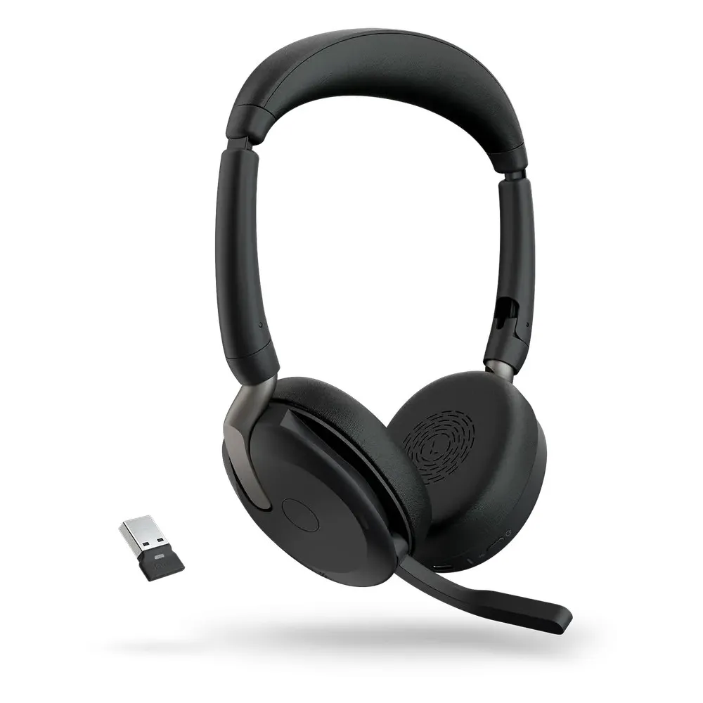 Słuchawki bezprzewodowe nauszne Jabra Evolve 65 Flex 26699-989-989 - USB-C, UC, Stacja ładująca, Czarne