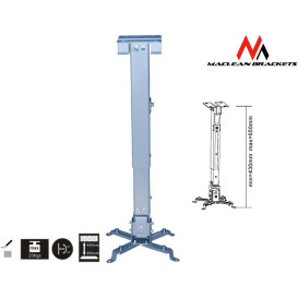 Uchwyt sufitowy do projektora Maclean MC-581 - 20 kg, Regulacja długości, Szary