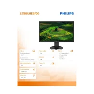Monitor Philips 221B8LHEB/00, 21,5", 1920x1080 (FHD), 60Hz, TFT, 1 ms, pivot, Czarny | Sklep ITnes.pl, IT for BUSINESS