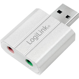 Karta dźwiękowa zewnętrzna LogiLink UA0298 - 1 x USB, 2 x Jack 3.5 mm, Kolor srebrny