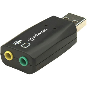 Karta dźwiękowa zewnętrzna Manhattan Hi-Speed 150859 - 1 x USB, 1 x Mini Jack 3.5 mm, Virtual 5.1, Czarna