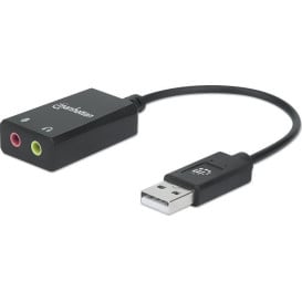 Karta dźwiękowa zewnętrzna Manhattan 153324 - 1 x USB, 1 x Mini Jack 3.5 mm, Stereo, Czarna