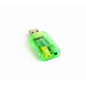 Karta dźwiękowa zewnętrzna Gembird Virtus SC-USB-01 - 1 x USB, 1 x Mini Jack 3.5 mm, Stereo, Zielona, Przezroczysta