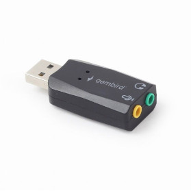 Karta dźwiękowa zewnętrzna Gembird Virtus Plus SC-USB2.0-01 - 1 x USB, 1 x Mini Jack 3.5 mm, Stereo, Czarna