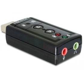 Karta dźwiękowa zewnętrzna Delock 61645 - 1 x USB, 1 x Mini Jack 3.5 mm, Virtual 7.1, Czarna
