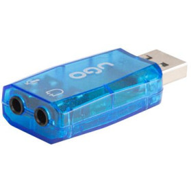 Karta dźwiękowa zewnętrzna uGo UKD-1085 - 1 x USB, 1 x Mini Jack 3.5 mm, Virtual 5.1, Niebieska, Przezroczysta