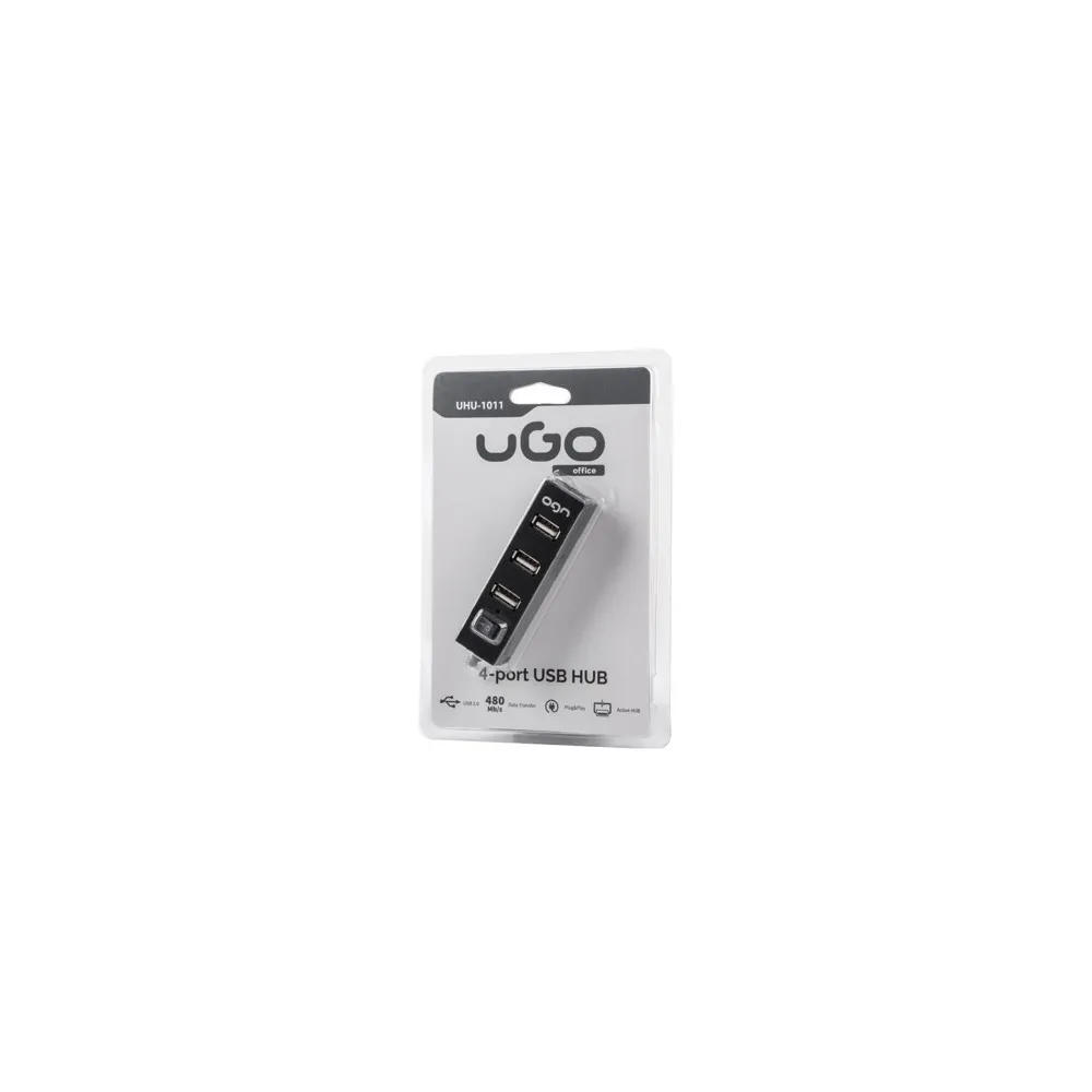 UGo UHU-1011 HUB USB 2.0 UGO 4-PORTY AKTYWNY Z WŁĄCZNIKIEM CZARNY | Sklep ITnes.pl - IT for BUSINESS