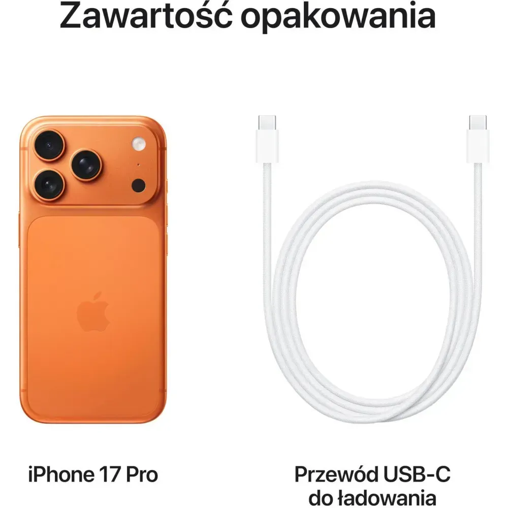 Smartfon Apple iPhone 17 Pro MG8H4AF/A - A19 Pro/6,3" 2622x1206/256GB/RAM 12GB/5G/Pomarańczowy/48+18Mpix/iOS/1 rok Carry-in