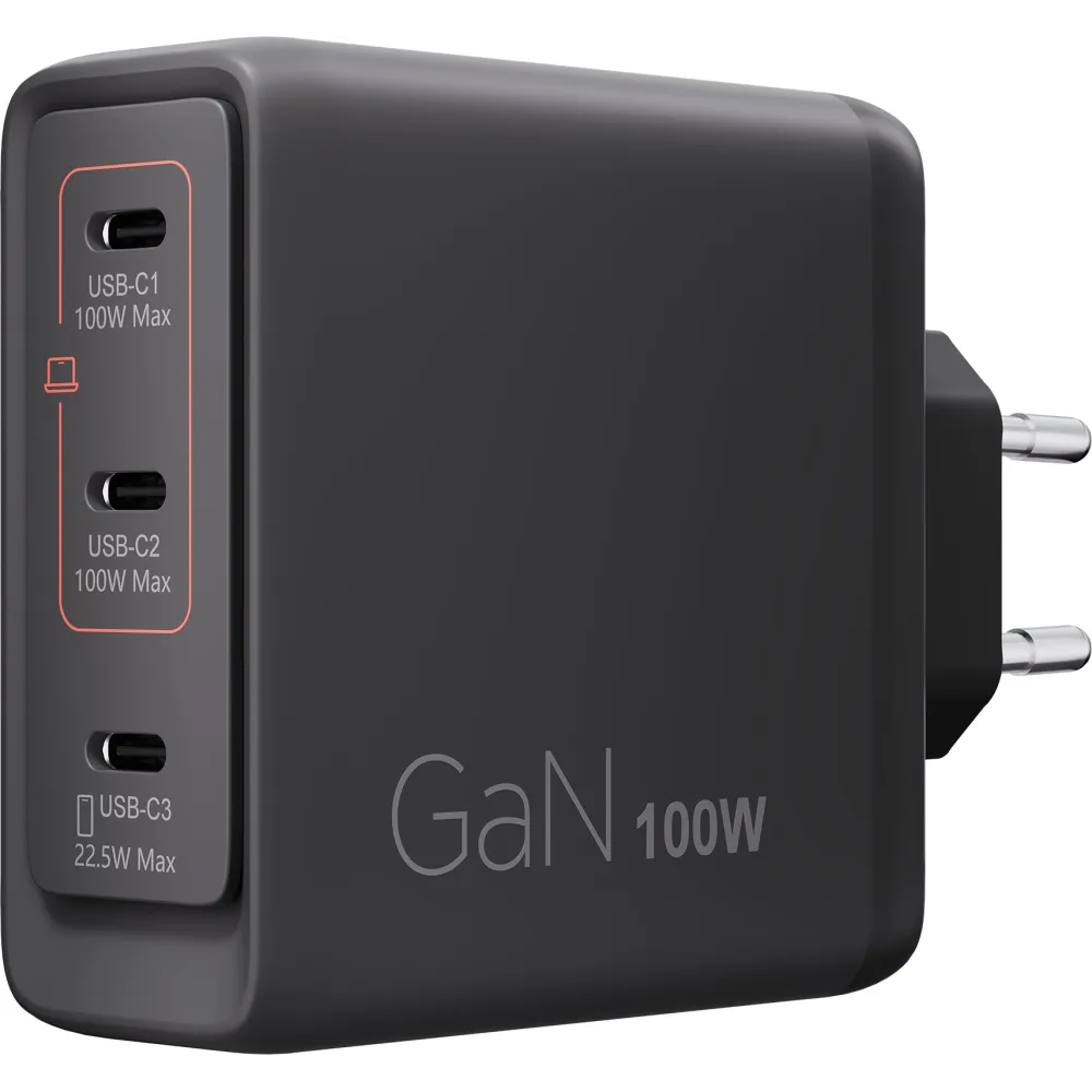 Ładowarka sieciowa Lenovo Multi-port USB-C 100W GaN Charger 40AW100BEU, 3x USB-C, Czarna | Sklep ITnes.pl, IT for BUSINESS