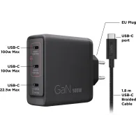 Ładowarka sieciowa Lenovo Multi-port USB-C 100W GaN Charger 40AW100BEU, 3x USB-C, Czarna | Sklep ITnes.pl, IT for BUSINESS
