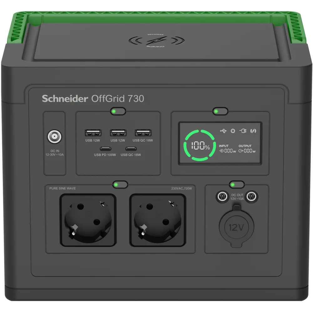 Stacja zasilania APC Schneider OffGrid Portable Power Station 730 PPS730-GR - 738Wh, Lithium-ion, 2 Schuko